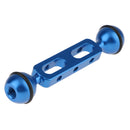 5'' Double Ball Arm for Connecting Strobe/Video Light to Underwater Photography Housing Blue