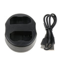 USB Dual Battery Charger for Nikon EN-EL15 D750 D7100 D7000 D610 D800E D600 - Black