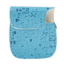 PU Leather Camera Case Bag Cover Protector for Fuji Film Instax Mini 8 with Detachable Shoulder Strap, Snap Closure - Blue
