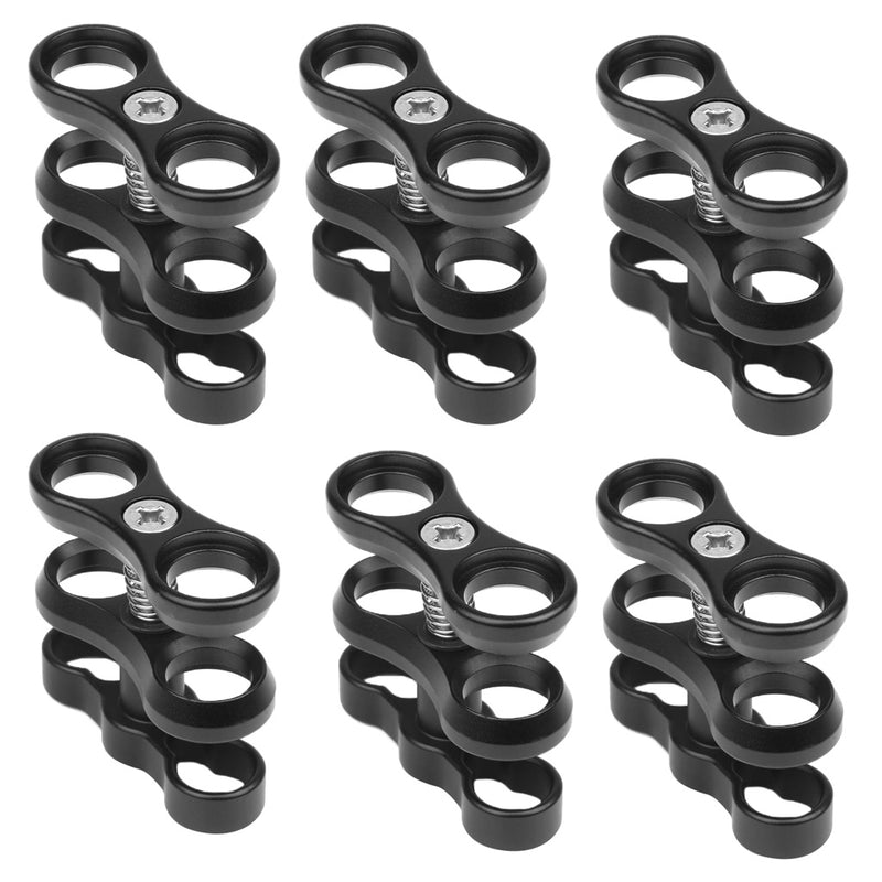 1'' Inch Standard Ball Clamp for the 1'' Ball Underwater Light Arm System - Pack of 6 (Black)