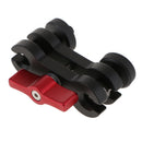 1/4 inch Dual Ball Head Hot Shoe Magic Arm Mount Adapter Connector for DSLR/SLR Cameras (Red+Black)