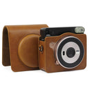 Photo Camera Leather Bag Cover Pouch Anti-scratch Protective Case with Strap for Fuji Polaroid Mini 8/8+/9/25/50s Instant, Brown