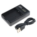 LCD Display USB Dual Ports Slot 2 Channels Camera Charger for Olympus BLH-1 BLH1 OM-D OMD E-M1 MARK IIBLH-1 Batteries Black