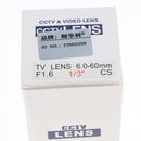 CCTV Industrial Camera Varifocal 6-60mm Manual IRIS Zoom CS Mount Lens Format 1/3'' (Black)