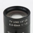 CCTV Industrial Camera Varifocal 6-60mm Manual IRIS Zoom CS Mount Lens Format 1/3'' (Black)