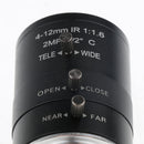 4mm-12mm F1.6 2MP(Megapixels) Varifocal CCTV Industrial Camera Lens C Mount Manual IRIS Zoom Lenses FOV 70-29 Degree