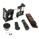 Phone Cage Stabilizer Video Rig Mount with 0.45X Wide Angle 12.5X Macro Close-up Lenses 2 In 1 & 12X Telephoto Lens for iPhone Samsung Huawei