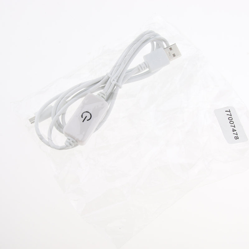 1.5m/5ft Long White USB 2.0 Lamp Power Cord Dimming Cable with Dimmer Switch