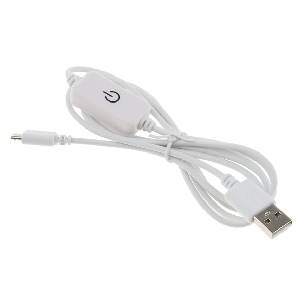1.5m/5ft Long White USB 2.0 Lamp Power Cord Dimming Cable with Dimmer Switch