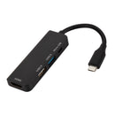 Hub Type C To HDMI Socket Black Alloy 190x27x10mm