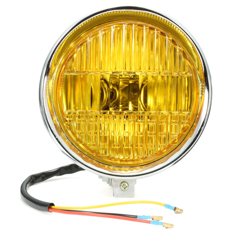 5.75" Motorcycle Headlight Light Retro Metal Yellow Len For Harley Bobber Chopper