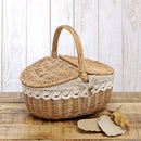 Wicker Hand Camping Picnic Storage Baskets Shopping Hamper with Lid Handle