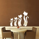 Honana DX-Y3 4Pcs Cute Silver DIY Sexy Cat Mirror Wall Stickers Home Wall Bedroom Office Decor