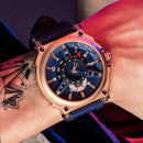 RUIMAS 565 Sport Men Watch 3ATM Waterproof Date Display Leather Strap Quartz Watch