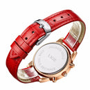 LIGE 9812 Elegant Design Date Display Ladies Wrist Watch Diamonds Leather Band Quartz Watches