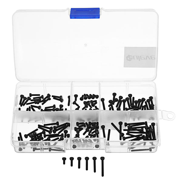 Suleve M2CH2 M2 Carbon Steel Allen Bolt 4-16mm Hex Socket Cap Screw Metric Assortment Kit 180pcs
