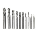 10pcs 1.5-10mm HSS 4 Flute CNC End Mill Cutter Straight Shank End Milling Cutter