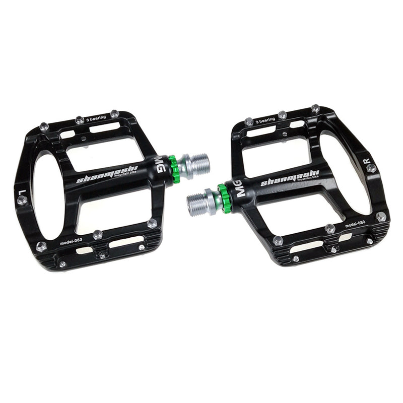 2PCS MTB BMX Mountain Road Bike Pedals Alloy 3 Bearing Flat Platform Black