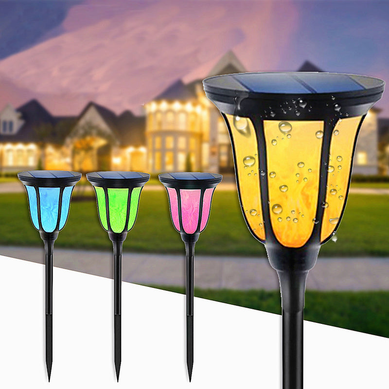 96 LED Solar Flame Light Waterproof Camping Garden Decor Lantern Flickering Lamp