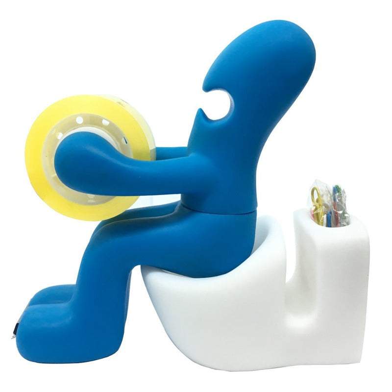 Multifunctional Toilet Shape Tape Dispenser Office Stationery Magnetic Storage Box Pen Holder
