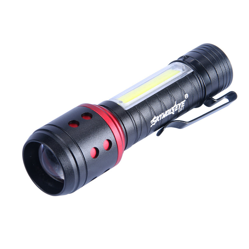 Skywolfeye E81 COB+XPE 4 Modes 300Lumens Zoomable Mini Portable LED Flashlight 14500/AA Battery Work Light