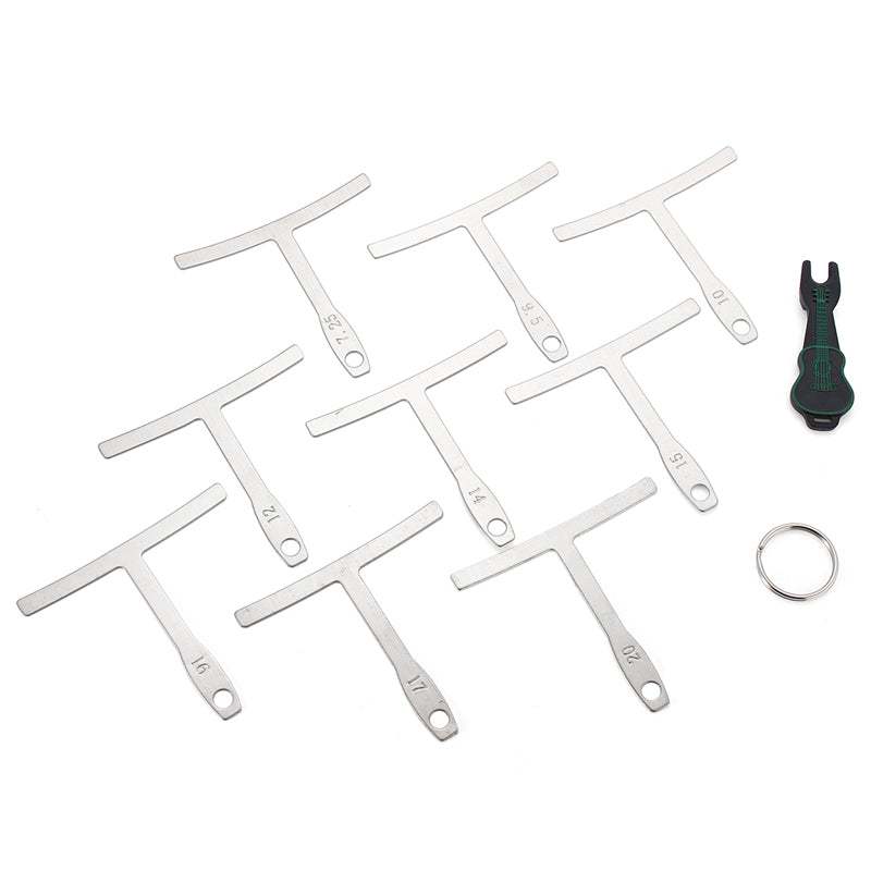 9Pcs Guitar Bass Under String Radius Gauge Setup for Luthier Stainless Steel Tools
