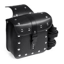 27x12x25cm Pair Black Motorcycle PU Leather Side Box Hanging Saddlebags with Water Bottle Bag
