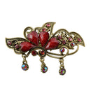 Women's Retro Colorful Zircon Rhinestone Flowers Hairpin Elegant Butterfly Hair Spring Clip