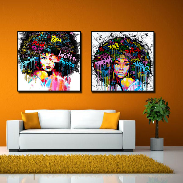 Miico Hand Painted Combination Decorative Paintings Girl Portrait Wall Art For Home Decoration