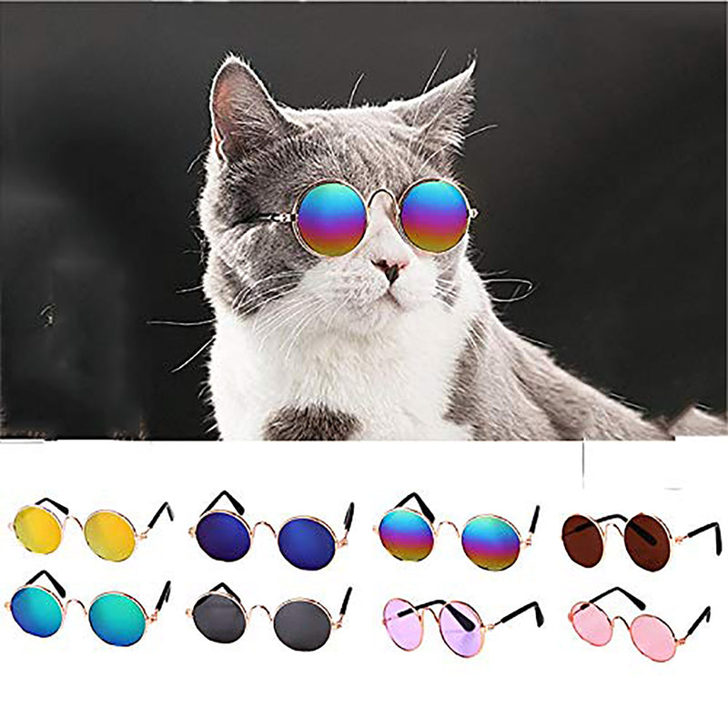 Cute Cat Puppy Pet Glasses Eye Wear Sunglasses Straw Hat Photo Props Cool Toys