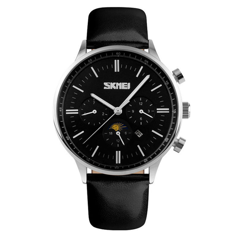SKMEI 9117 Business Style Waterproof Men Wrist Watch Leather Strap Quartz Watches