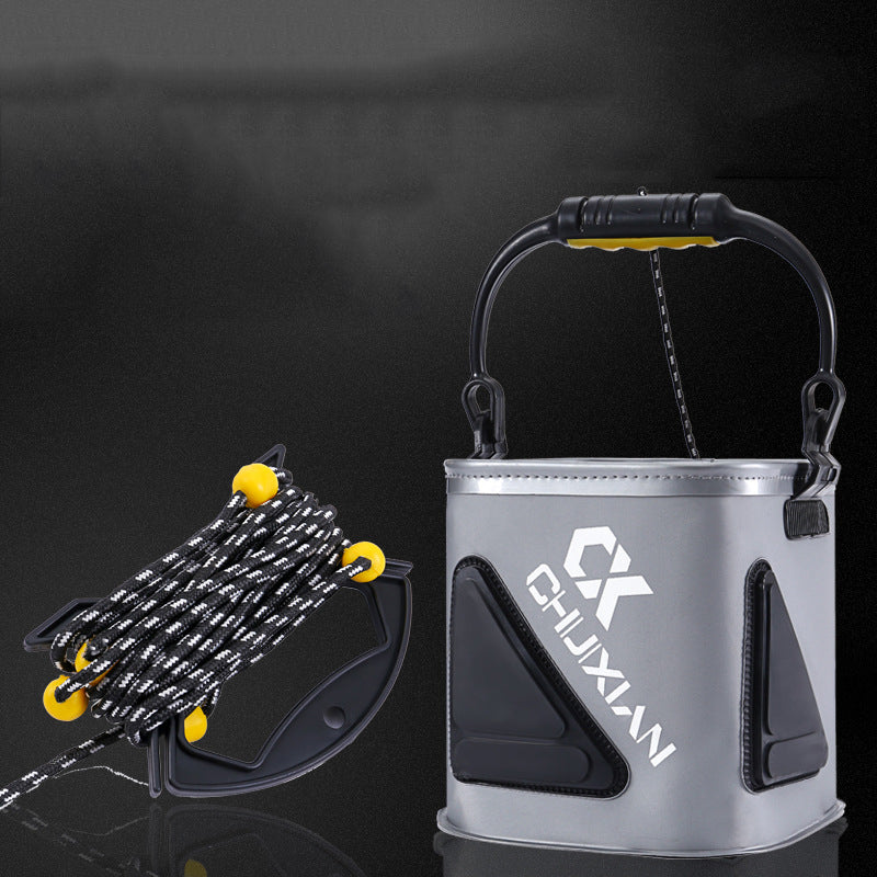 ZANLURE 8L Outdoor Portable Multifunctional EVA Folding Fishing Bucket Fishing Tools Barrel Fishing Storage Bucket-Black/Grey