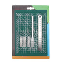 A5 Non Slip Cutting Mat with Stainless Metric Ruler and Blades Wood Carving Tool