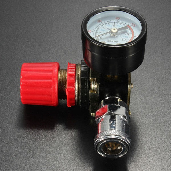 140PSI 1/4 Inch Air Pressure Regulator Relief with Gauge Hose Quick Release Compressor Fitting