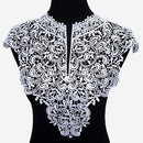Beautiful Black & Off White Embroidery Big Flowers Lace Neckline Fabric Closure DIY