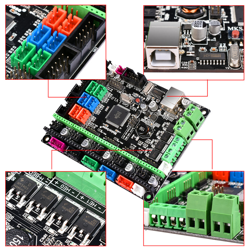 MKS GEN-L V1.0 Integrated Controller Mainboard + 5pcs DRV8825 Stepper Motor Driver Kit Compatible Ramps1.4 1.6/Mega2560 R3 For 3D Printer