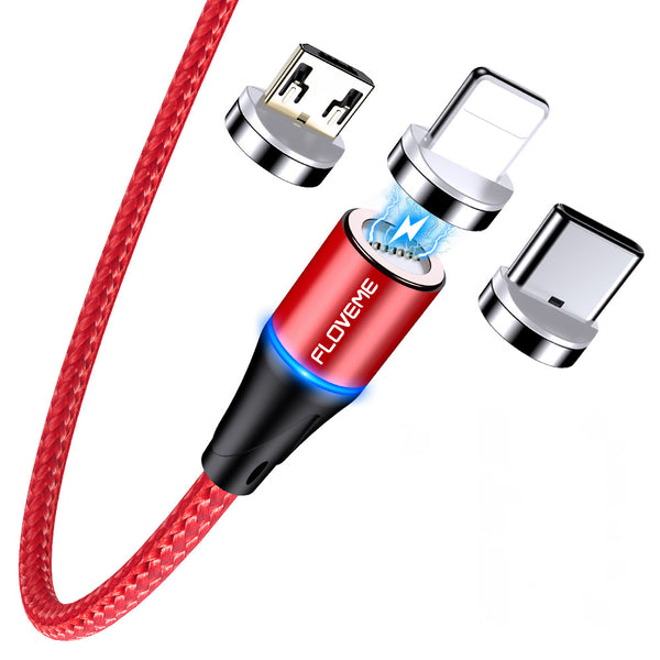 Floveme 3A Micro USB LED Indicator Magnetic Fast Charging Data Cable For Huawei Xiaomi Mi4 Redmi 7A Redmi 6Pro OUKITEL Y4800