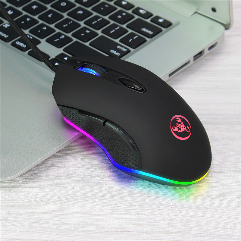 HXSJ S500 RGB Backlit Gaming Mouse 6 Buttons 4800DPI Optical USB Wired Mice Macros Define