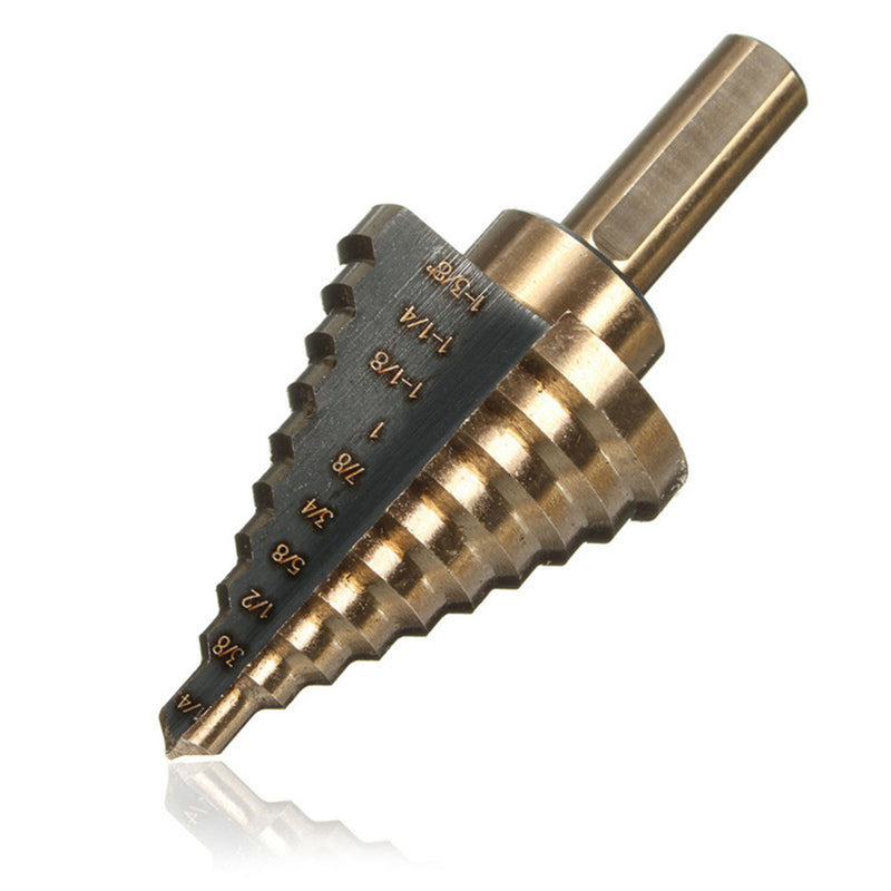 1/4 to 1-3/8 Inch HSS Cobalt Step Drill Bit Universal Shank Multiple Hole
