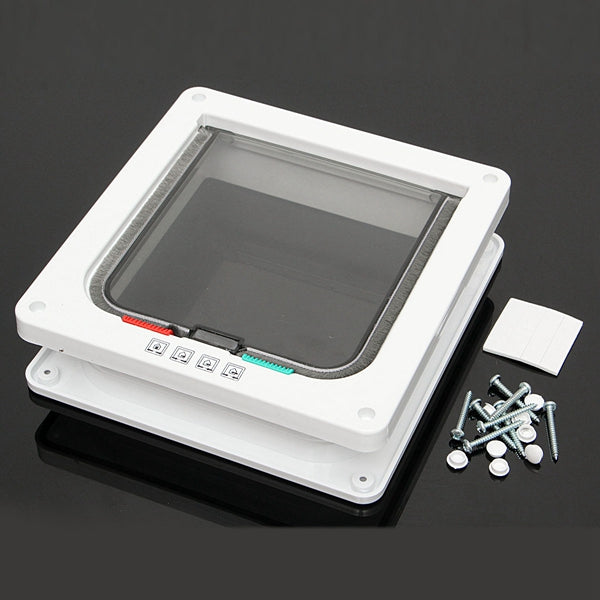 Medium Small White Pet Cat Puppy Dog Supplies Lock Frame Safe Security Flap Door Gate Pet Supplies