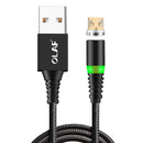 OLAF 3A Micro USB Type-C 360 Magnetic Nylon Weave Fast Charging Data Cable For Xiaomi Mi9 HUAWEI Mate 20 Pro P20 S10 S10+