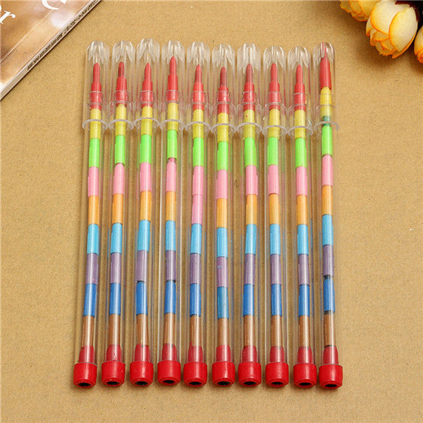 10pcs Colored Crayons Pencil Set 10 Colors Wax Nontoxic Kid Filler