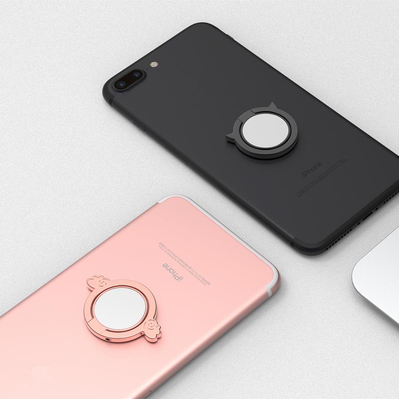 Metal Angel Devil Finger Ring Holder Mini Mirror 360 Degree Rotation Phone Stand for iPhone Samsung