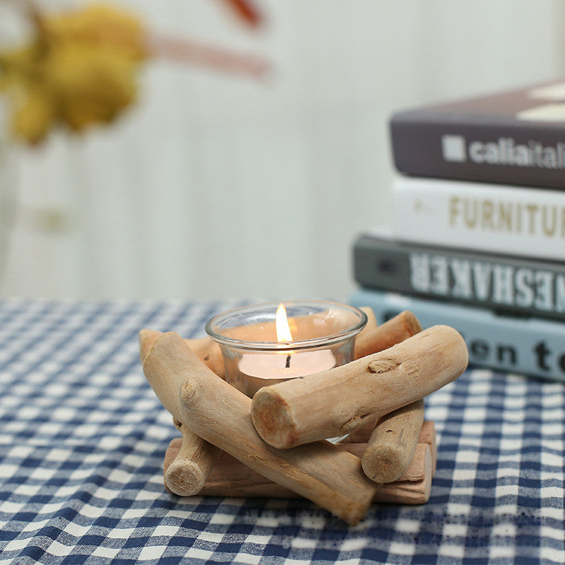 Wooden Candle Holder Home Room Decorations Ornament