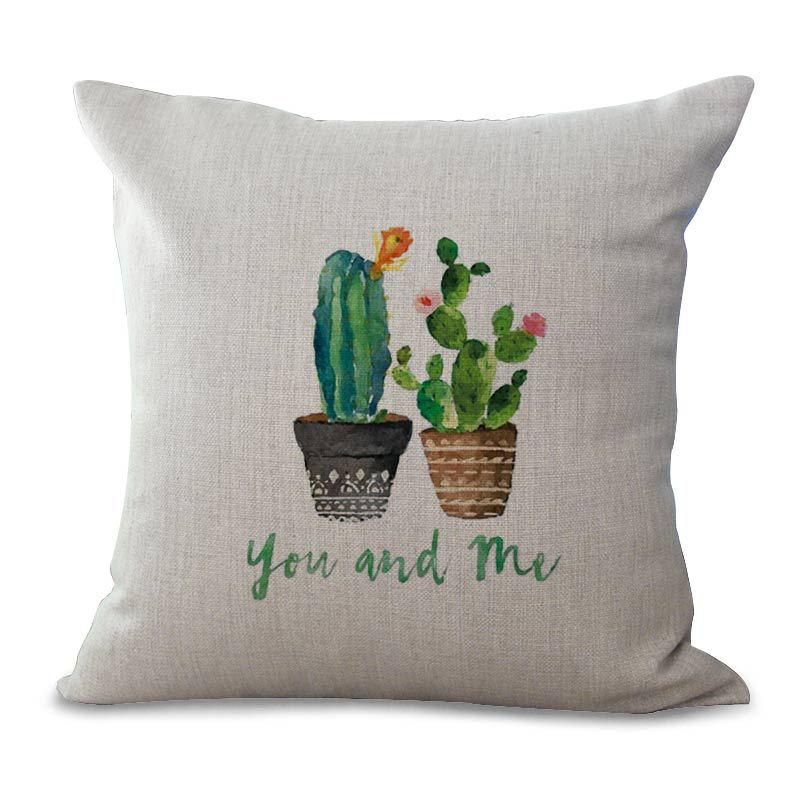 Honana 45x45cm Cactus 5 Optional Patterns Cotton Linen Sofa Pillow Case Cushion Cover