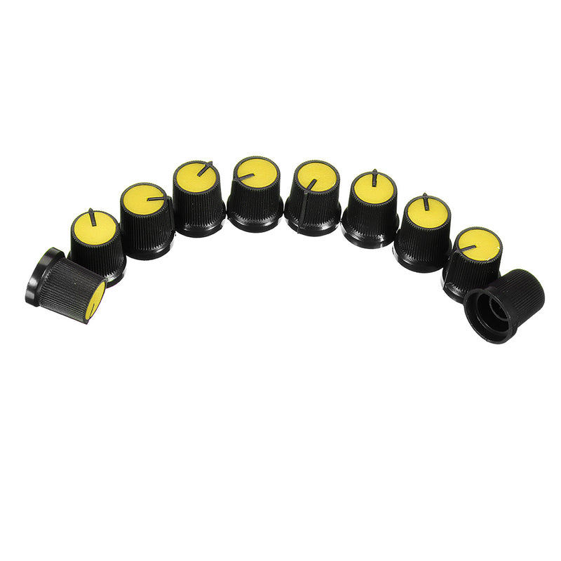 50Pcs Yellow Plastic For Rotary Taper Potentiometer Hole 6mm Knob