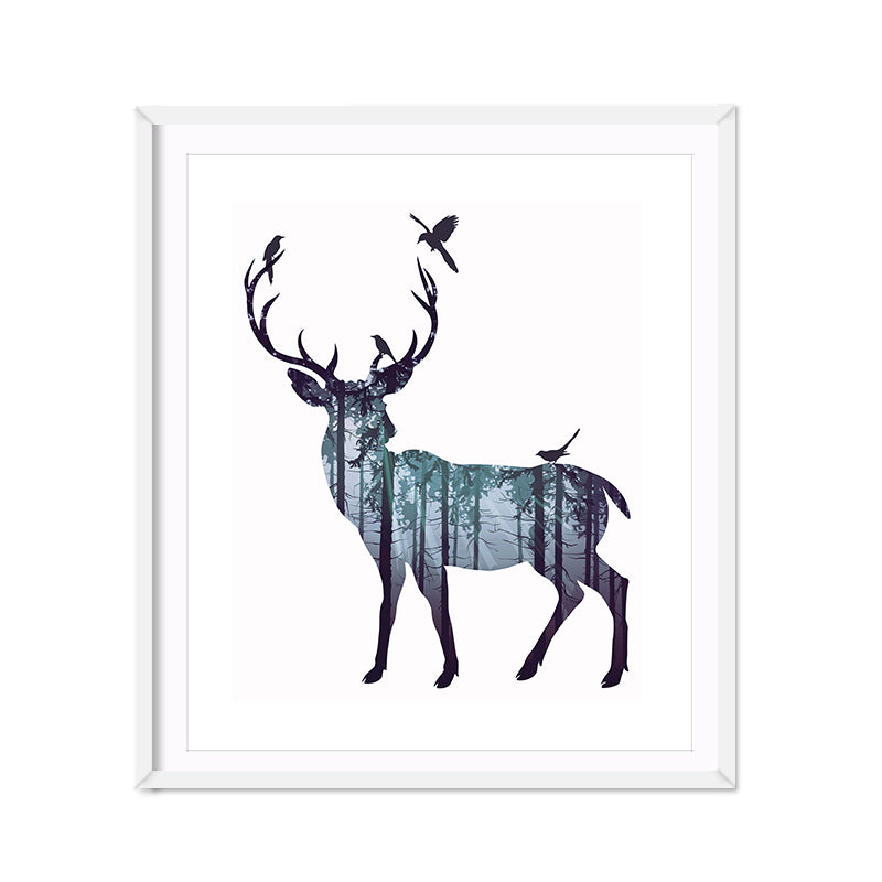 Miico Hand Painted Oil Paintings Simple Style-A Side Face Deer Wall Art For Home Decoration Painting