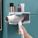Hair Dryer Holder Stand Wall Mount Hanger Plastic Bathroom Organizer Shelf Rack