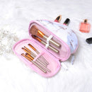 Oxford Large Capacity Double Layer Cosmetic Organizer Print Travel Portable Cosmetic Bag