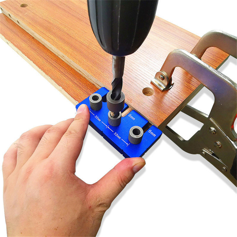 X150 Three-in-one Woodworking Dowelling Jig Kit Adjustable Drilling Guide Puncher Locator Carpentry Tools Wrench Furniture Positioner